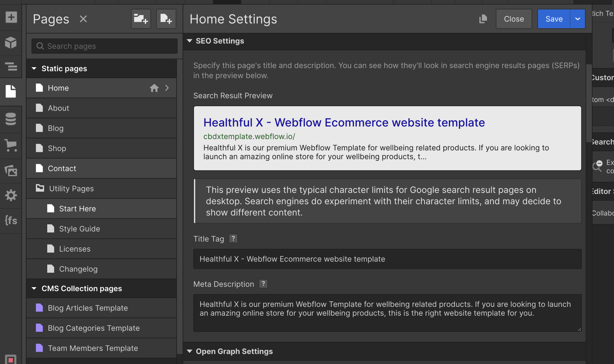 SEO - Healthful X Webflow Template