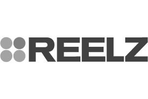 REELZ logo with four circle dots on the left and bold letters to the right.