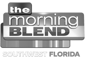 Logo for The Morning Blend Southwest Florida with stylized text on layered gray rectangles.