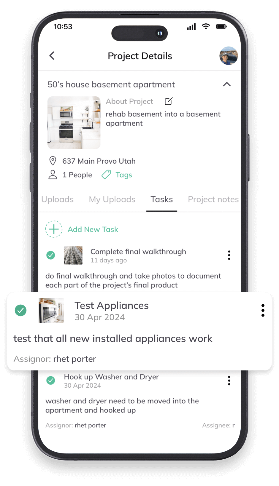 CrewCam Create Project Tasks and Checklists Feature