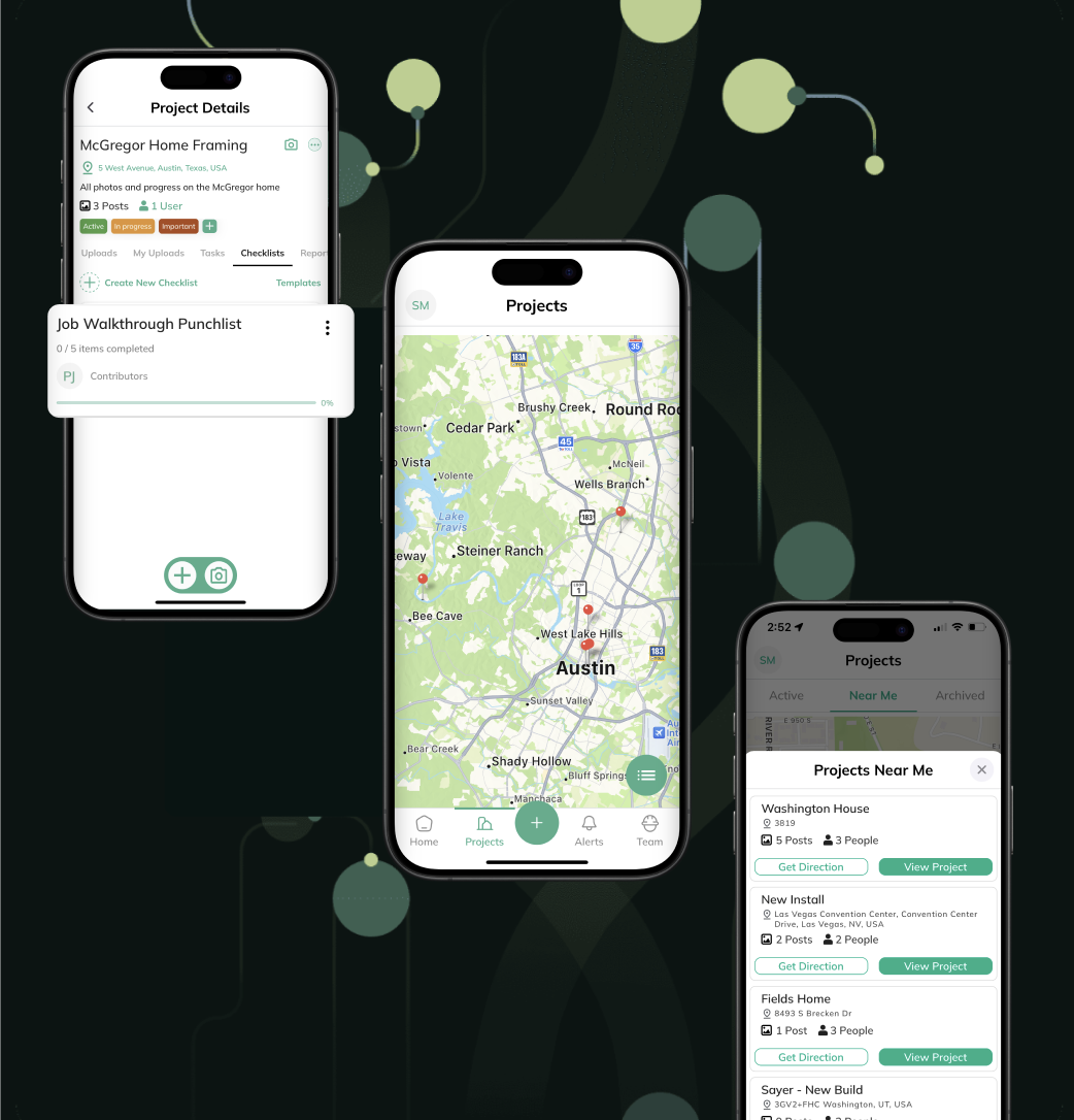 RelayCam photo app checklist and map visual