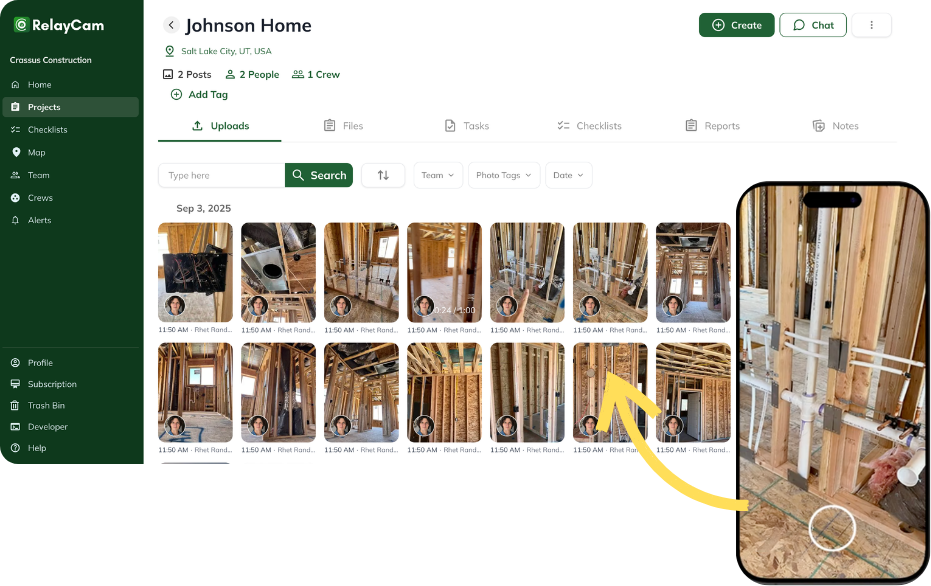 RelayCam app and web portal to view job photos