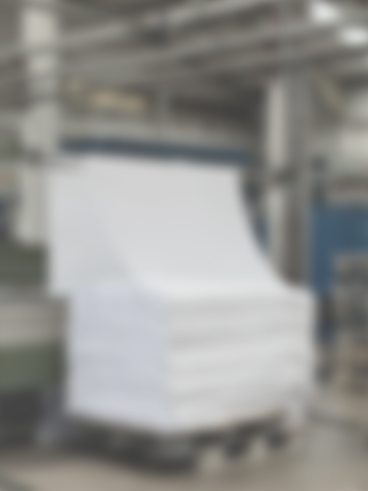 White textile in production at a manufacturing facility.