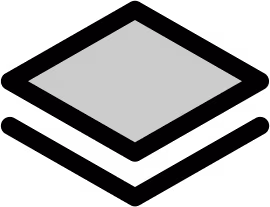 Three horizontal black rectangles stacked with rounded corners on a white background.