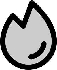Black silhouette of stylized flame with curved and pointed tips.