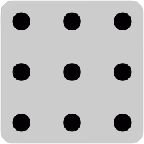 Nine evenly spaced black dots arranged in a square grid on a white background.