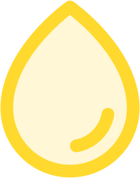 Yellow water droplet shape with rounded base and pointed top.