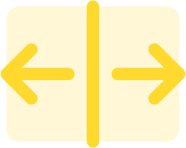 Yellow square with small outward-facing rounded arrows on each side center.