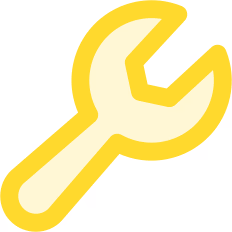 Yellow wrench icon with an open-ended head.
