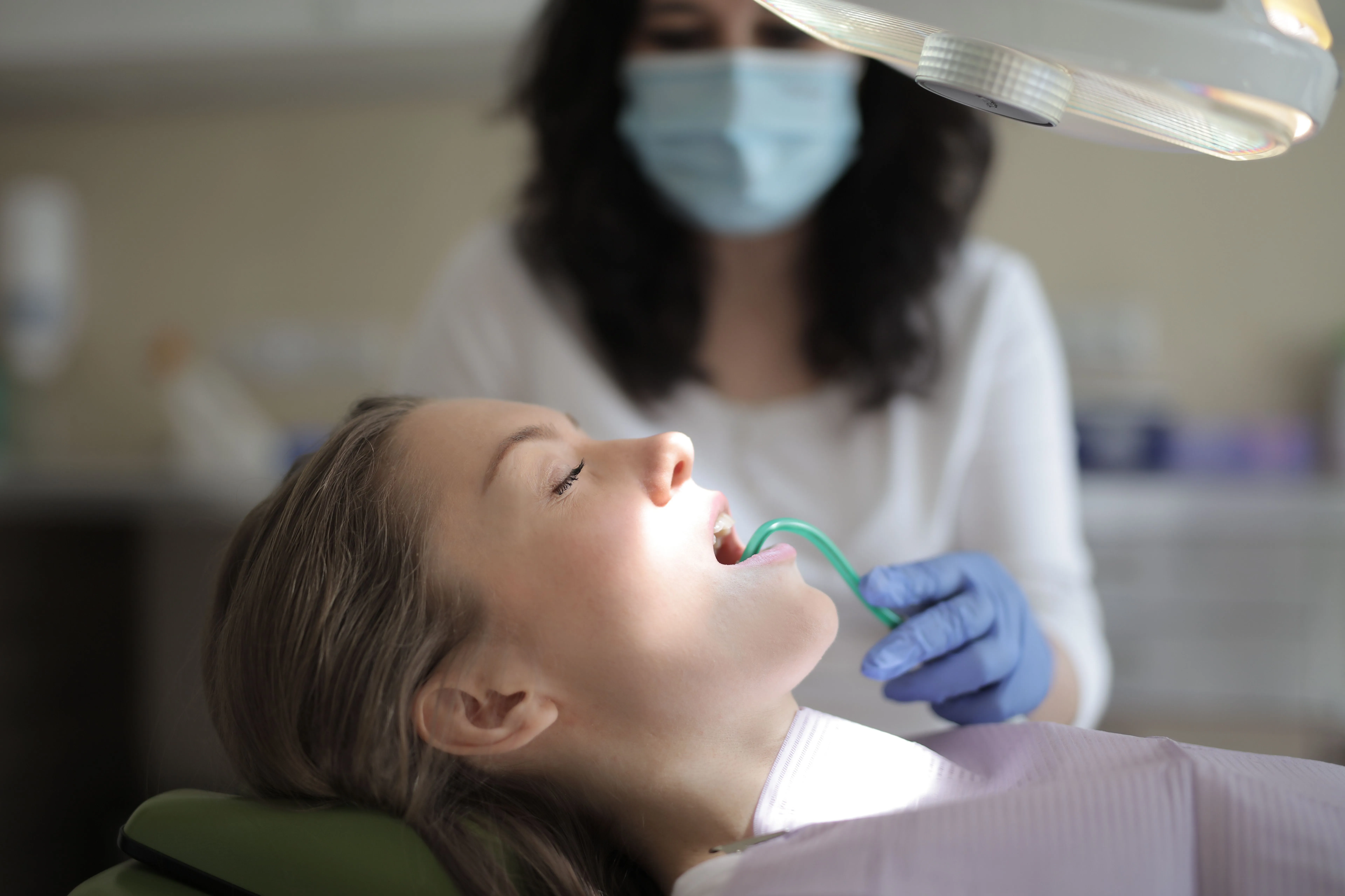 Patient recovering after a tooth extraction