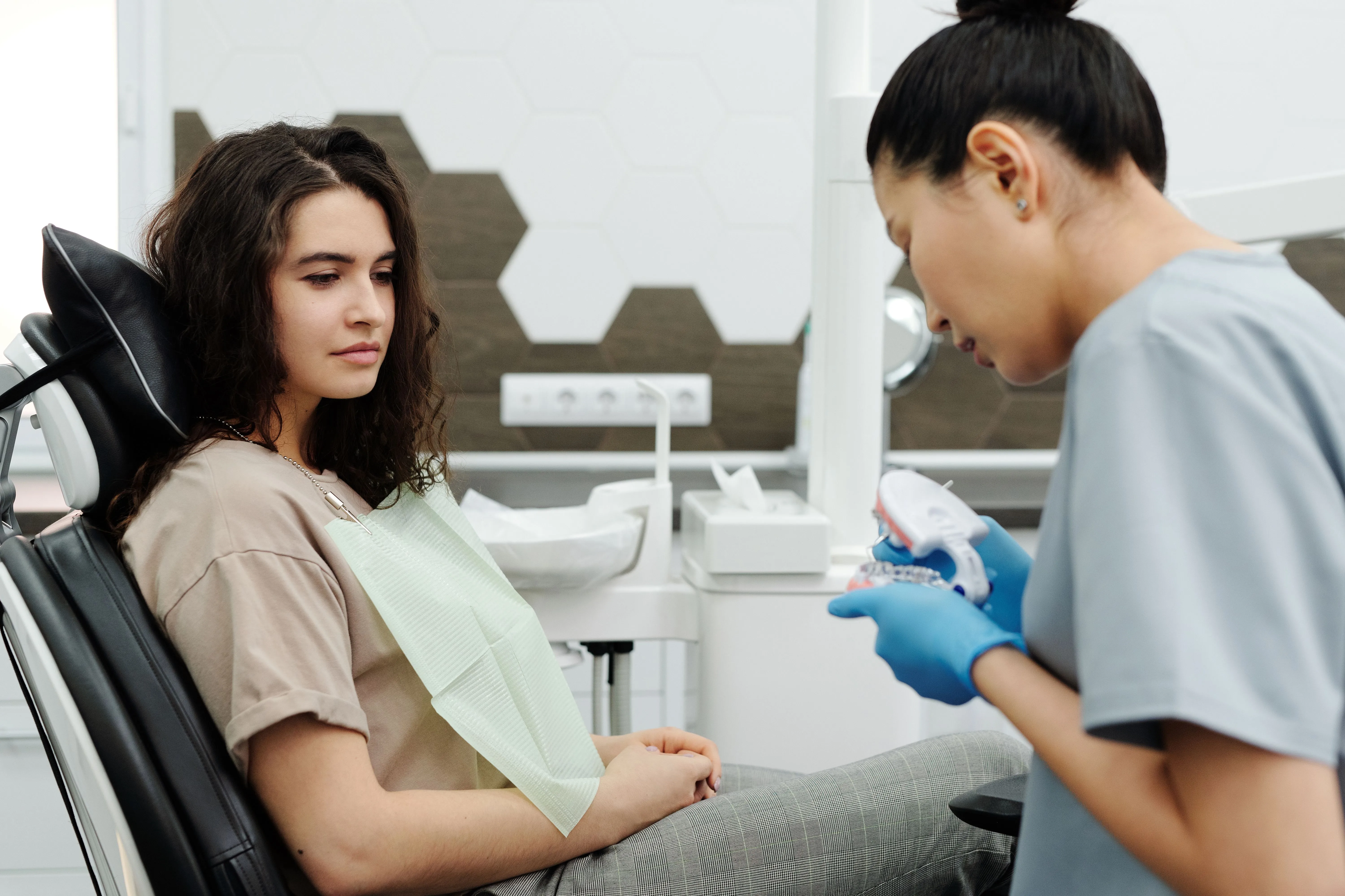 Patient receiving care after dental bone graft treatment