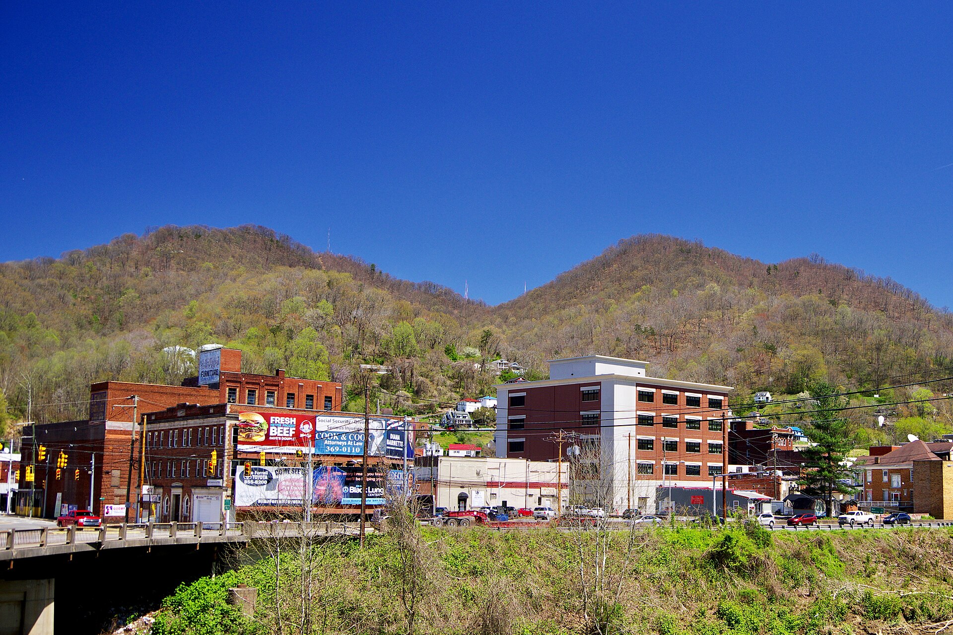 Downtown Logan, West Virginia, viewed from across the Guyandotte River