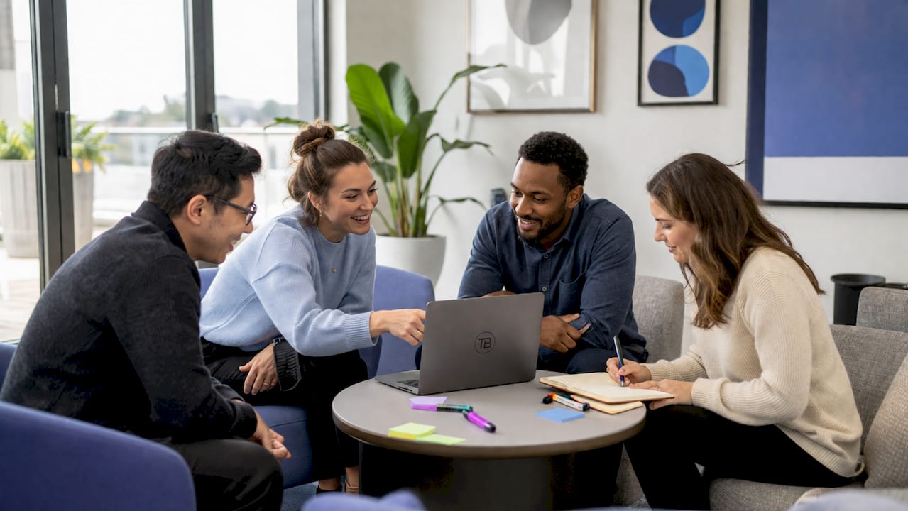 Team collaborating on AI competitive insights workflow
