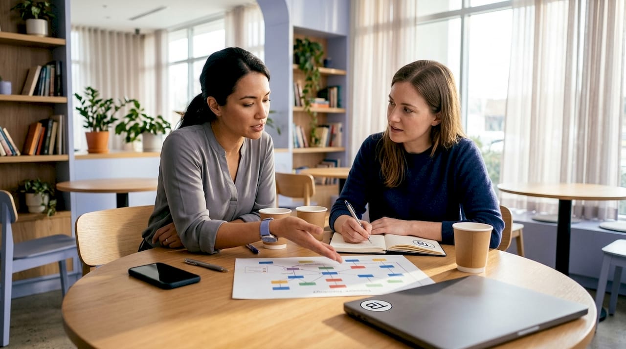Developers collaborating on distributed system design