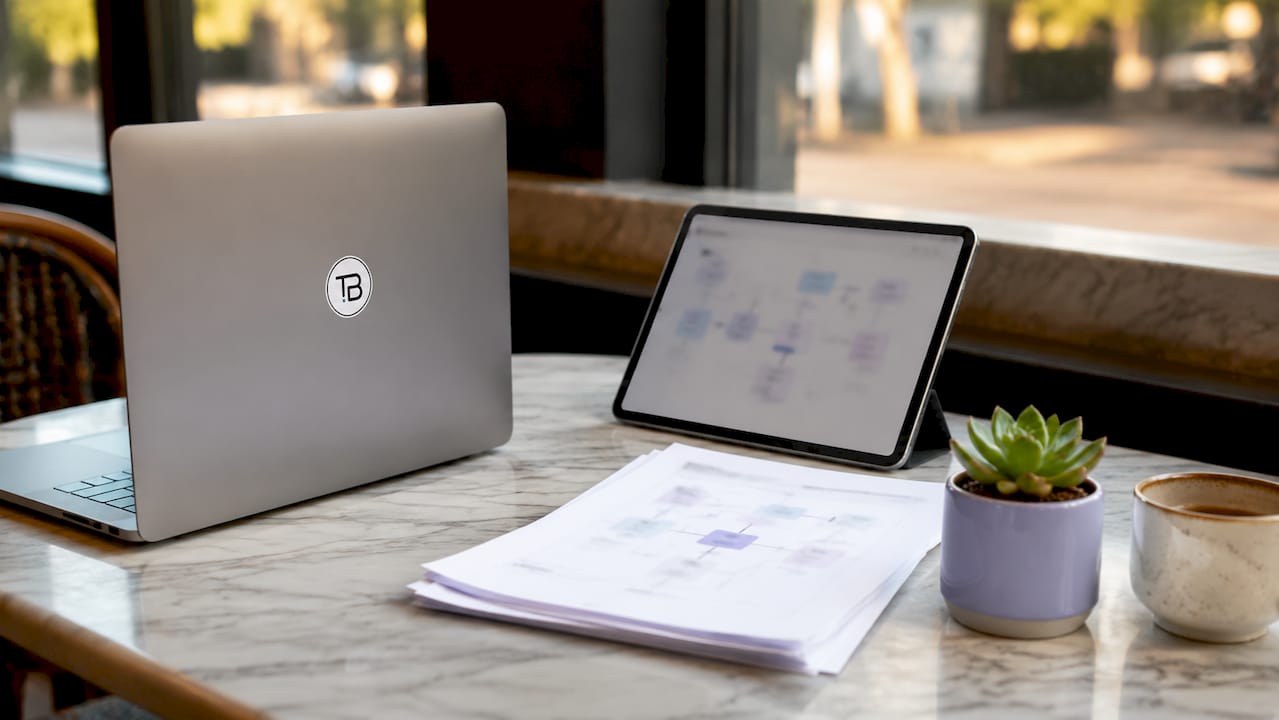 Workspace with devices and data integration diagrams