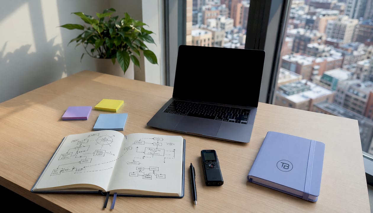 Workspace with notebook and tools for workflow documentation