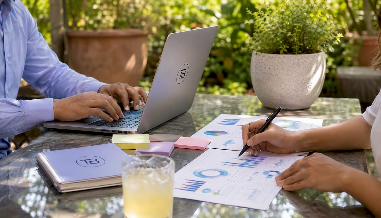 Hands using devices for strategic consultant work