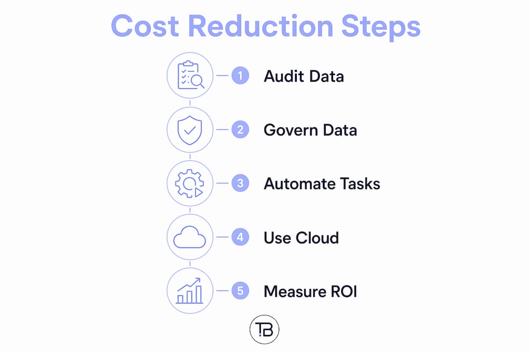 Infographic showing data-driven cost reduction steps