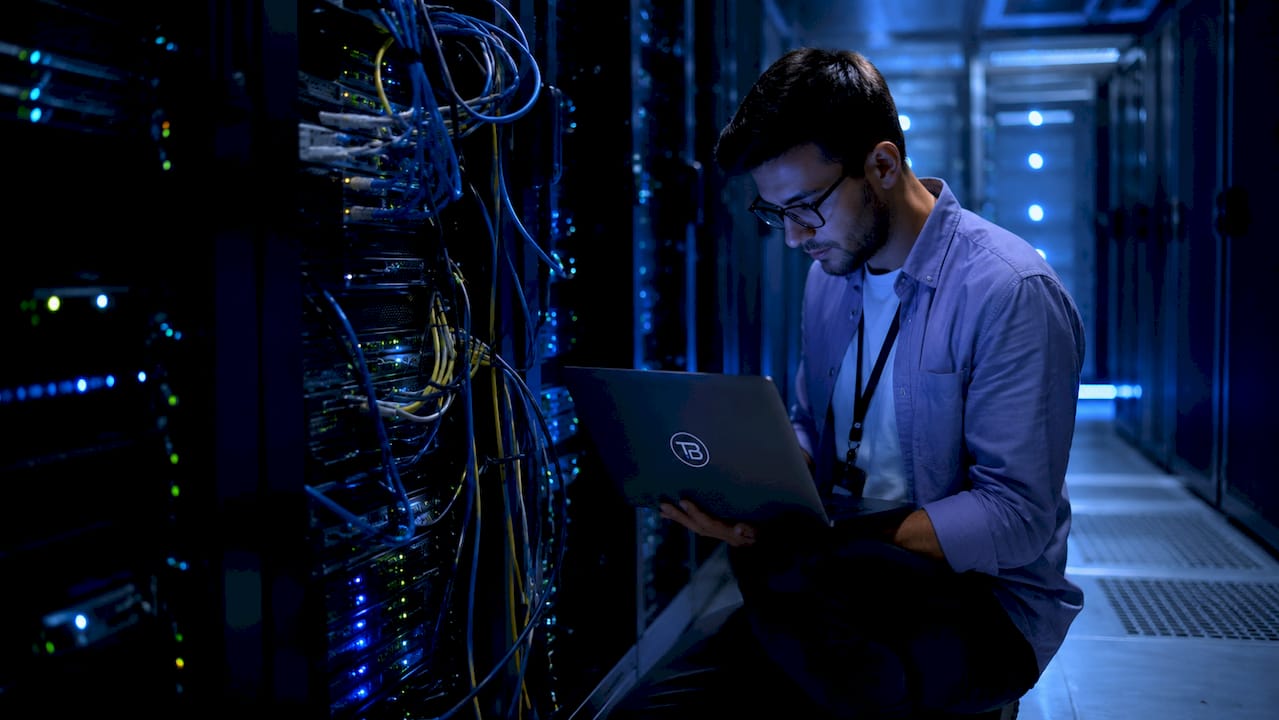 Cloud computing server room aisle