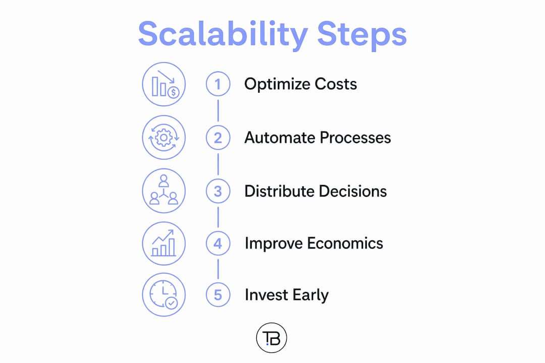 Infographic showing key steps of business scalability