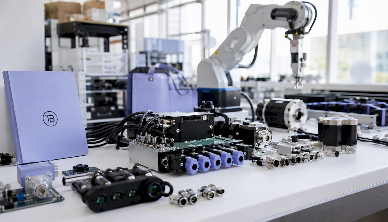 Automation hardware and circuit boards on workbench