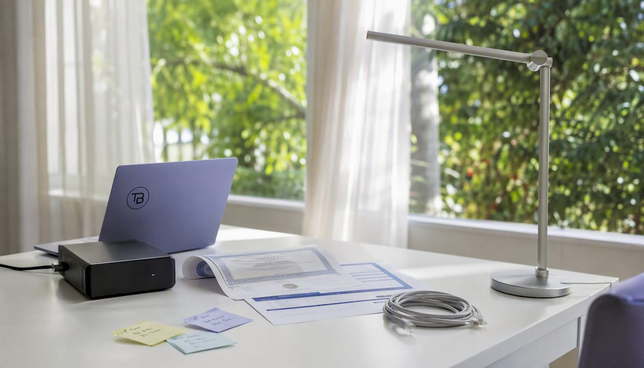 Home office desk with website cost components