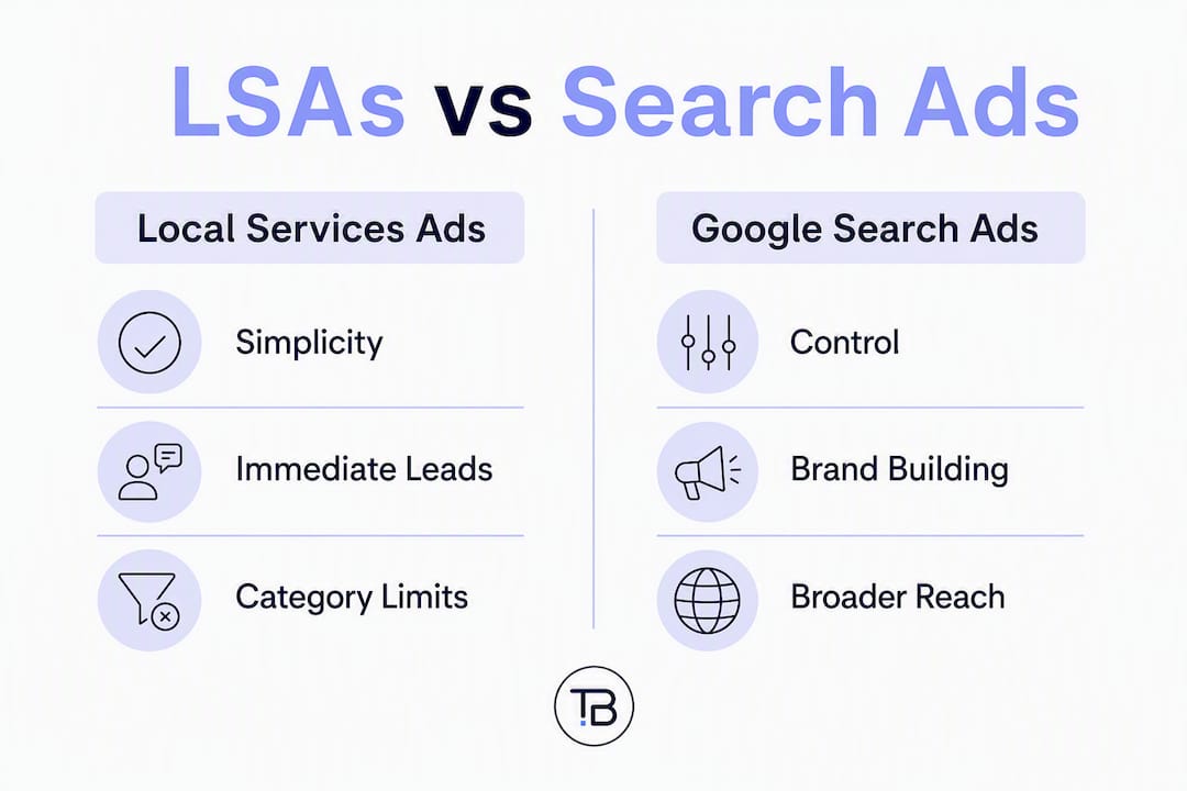 Infographic comparing LSAs and Search Ads