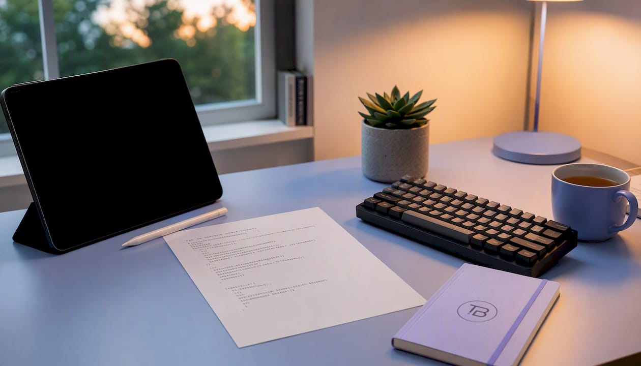 Overhead view of Google tag setup workspace