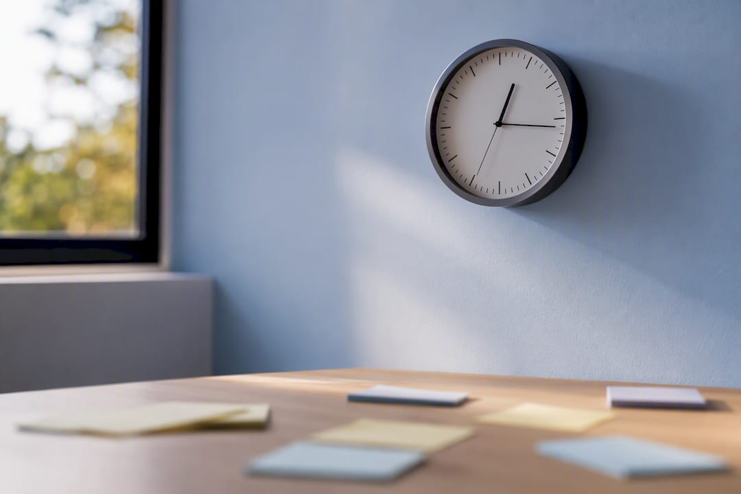 Clock and notes suggesting strategic timing