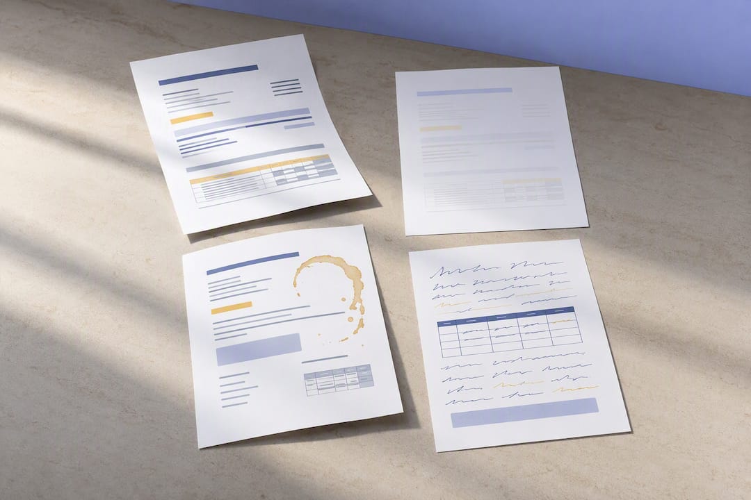 Illustration of common document scanning failures