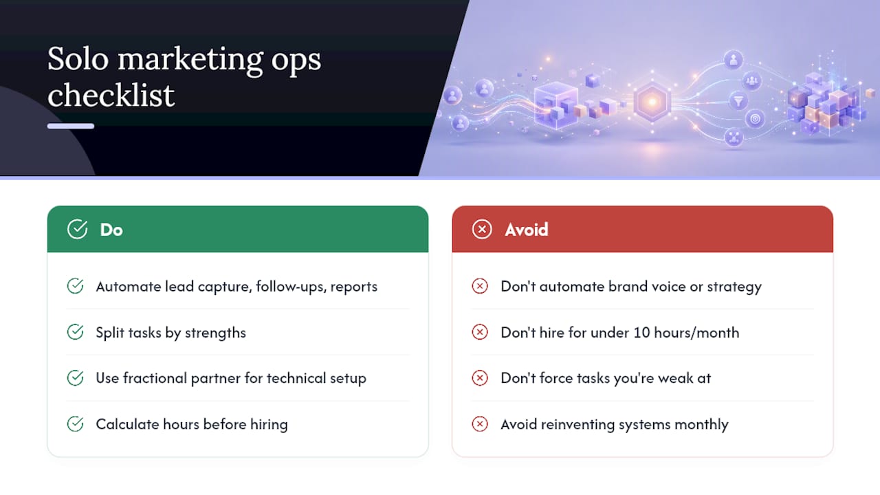 Running marketing ops solo or with a skeleton crew — overview diagram