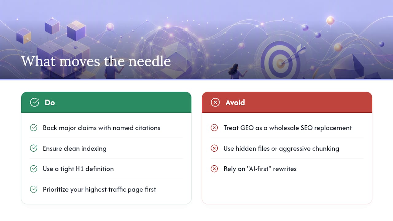What actually moves the needle in GEO? — overview diagram