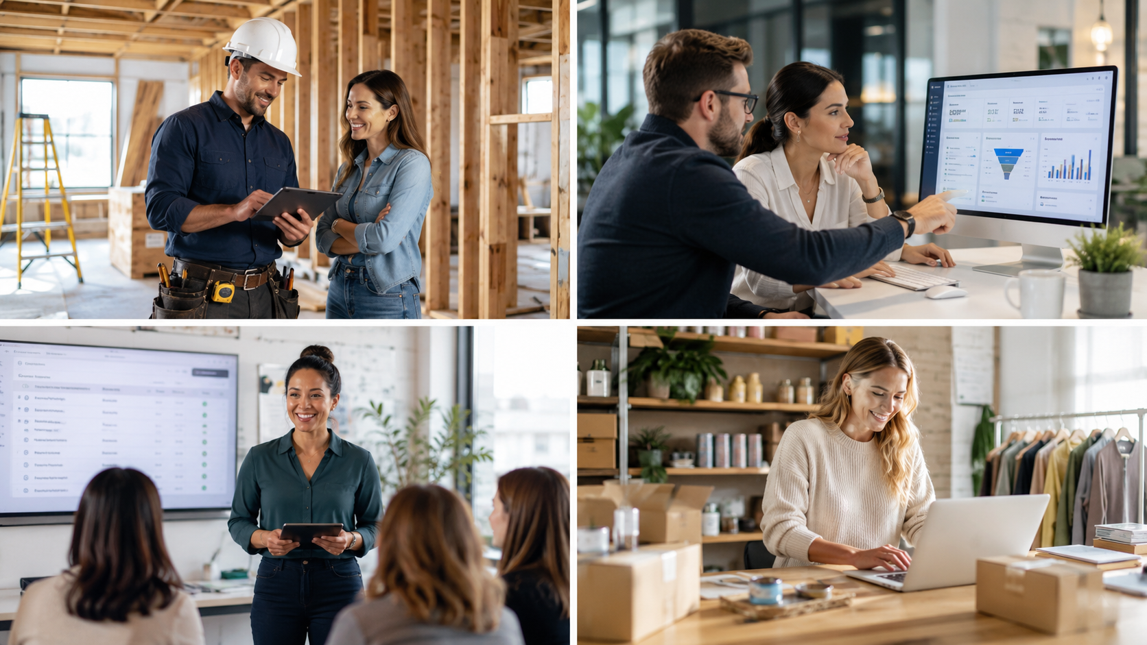 Four industries supported by OpsClarity: professional services, trades, training and founder-led teams