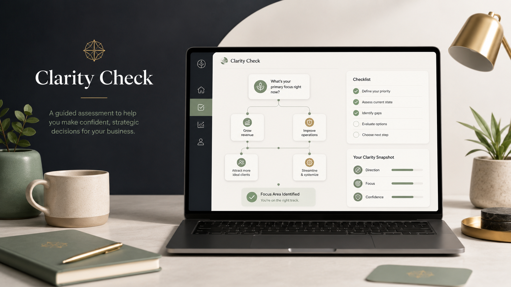 Clarity Check diagnostic tool showing a guided decision process
