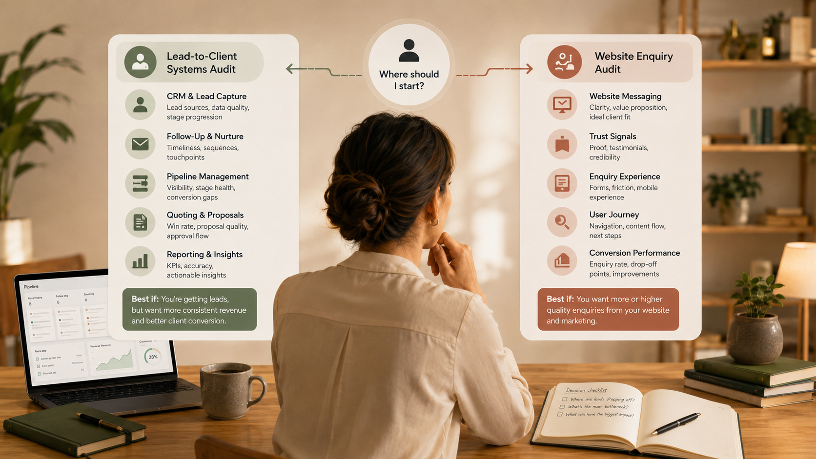 Comparison of the Lead-to-Client Systems Audit and Website Visibility Audit