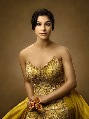 Formal portrait of a woman by Lourcey Photography