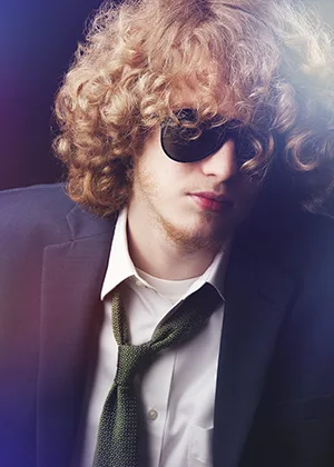 Rock and Roll senior portrait of a boy