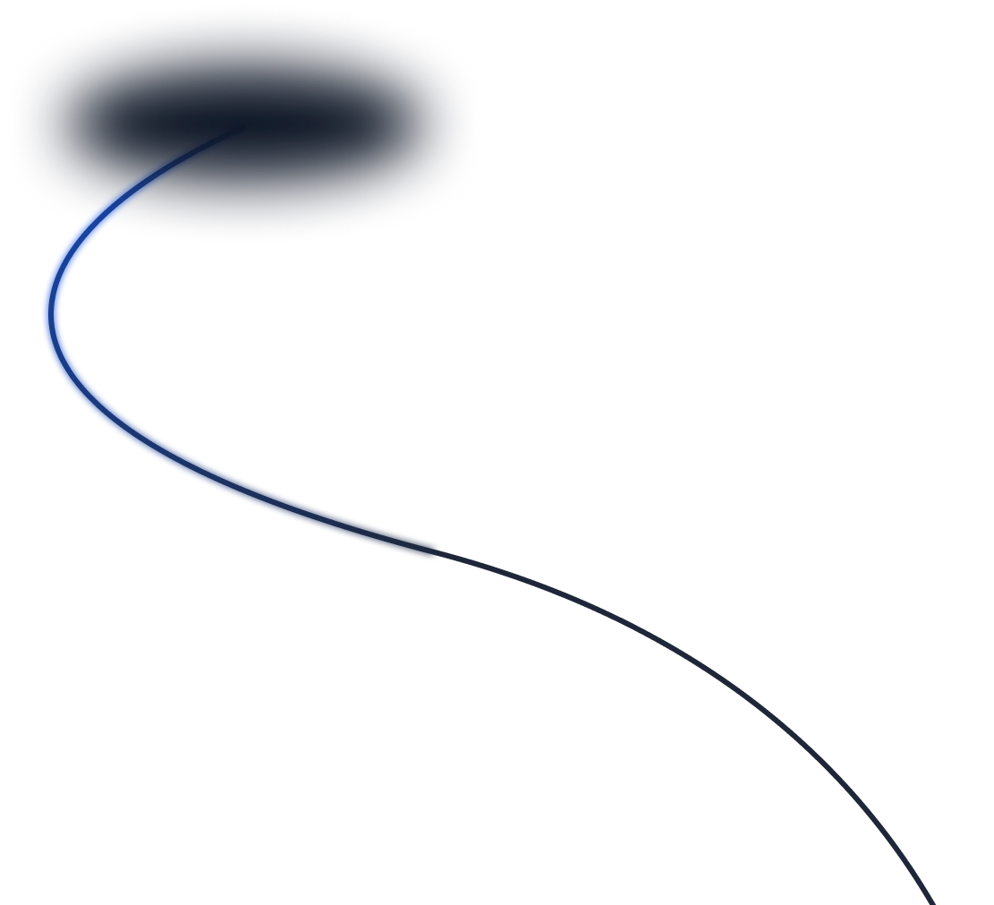 Curved blue and black glowing abstract line on a black background.