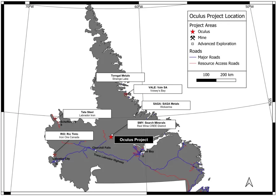 Standort und Infrastruktur des Oculus-Projekts in Labrador