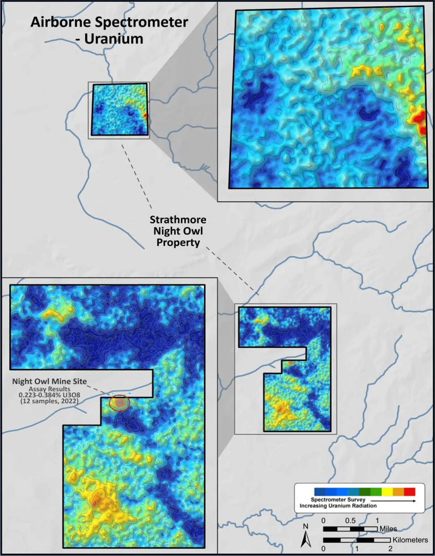 Airborne-Spektrometer-Auswertung der Strathmore Night Owl Property