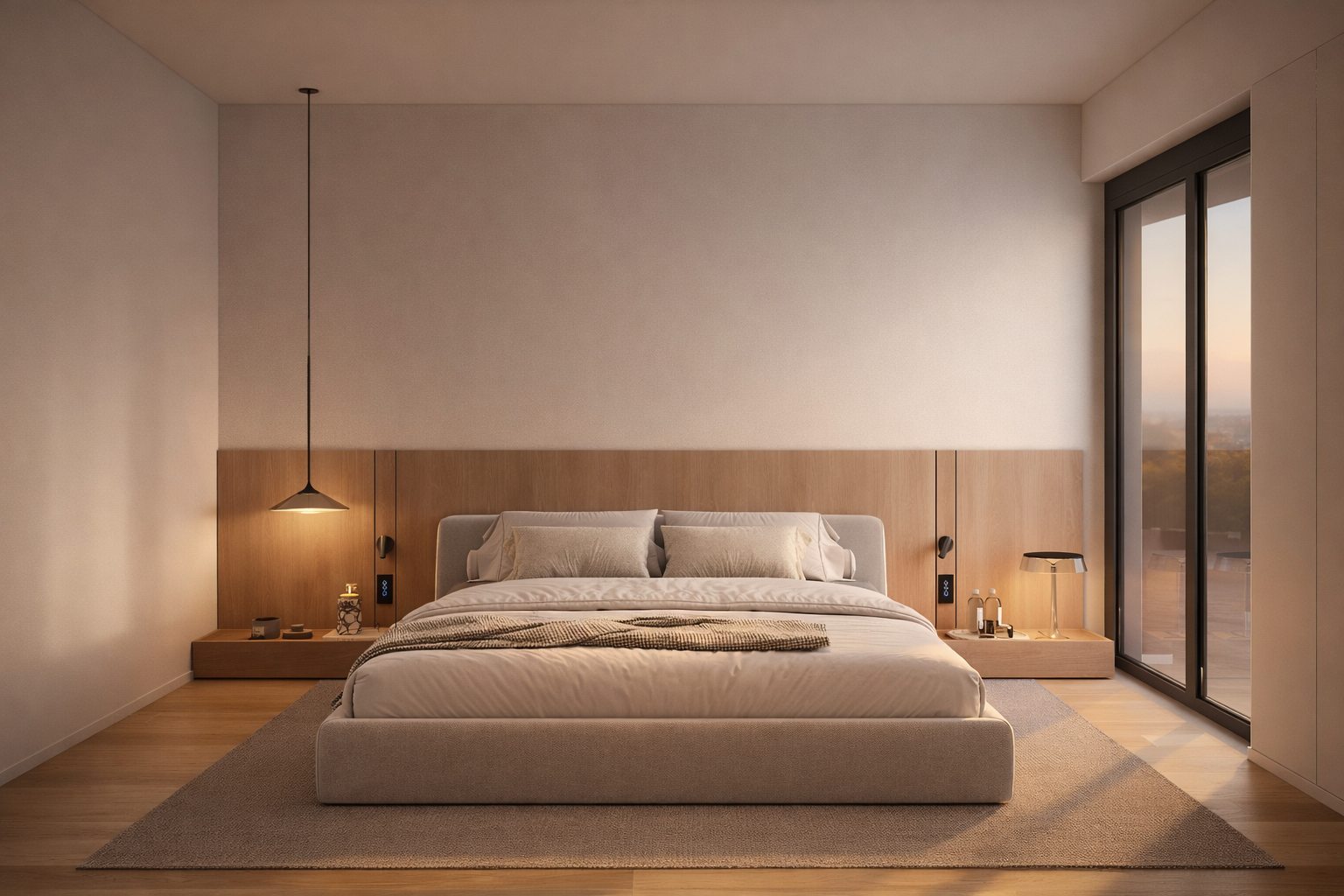 Schlafzimmer mit hochwertigem Ausbau einer RASCH AG Wohnung