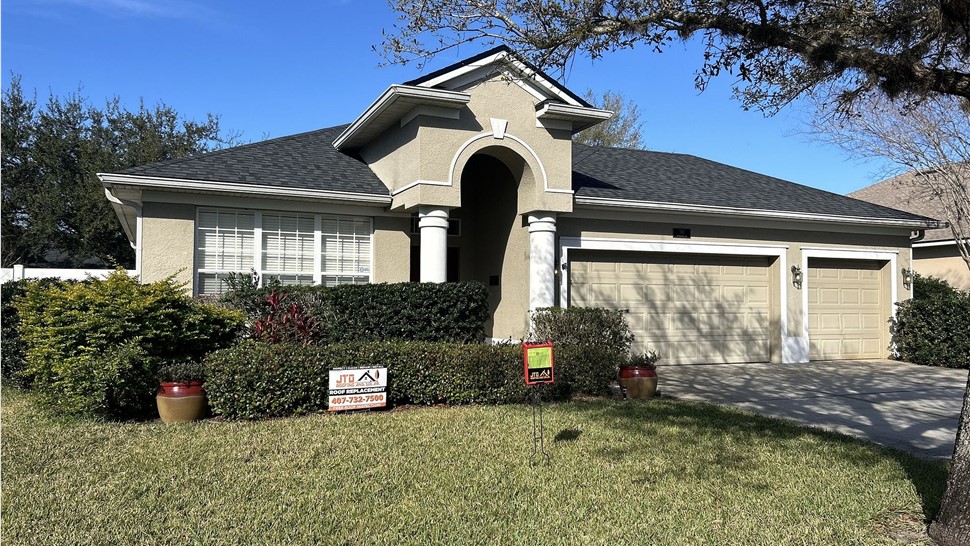 Completed architectural shingle roof replacement on a Dr. Phillips home in Orlando, Florida