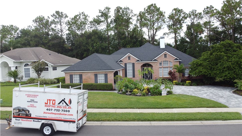 Roof replacement on a brick home in Lake Mary, Florida