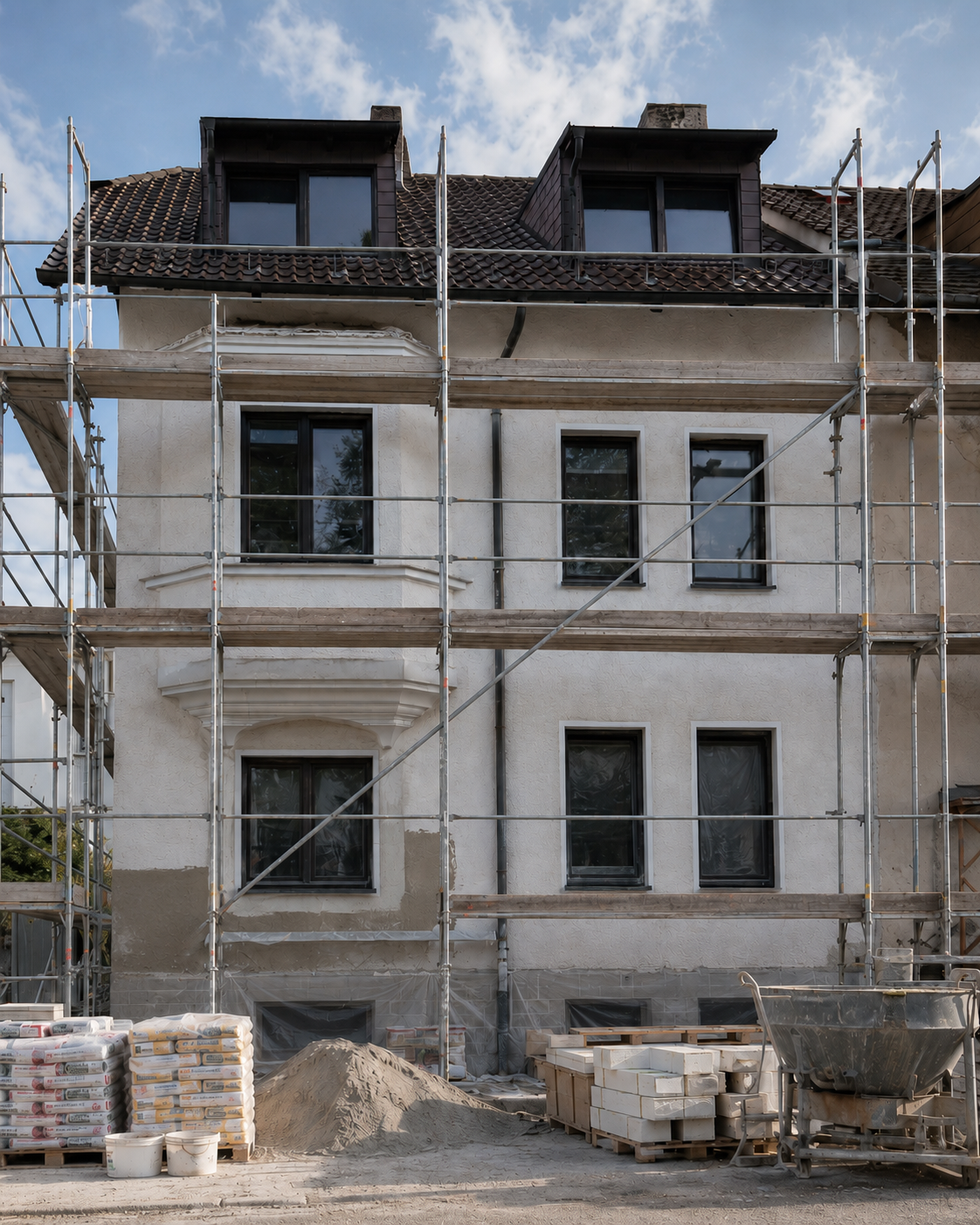 Premium architectural facade of a modern multi-family residential building