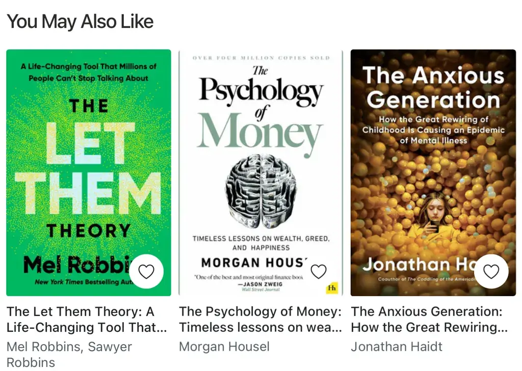 You May Also Like recommendations row with three book covers