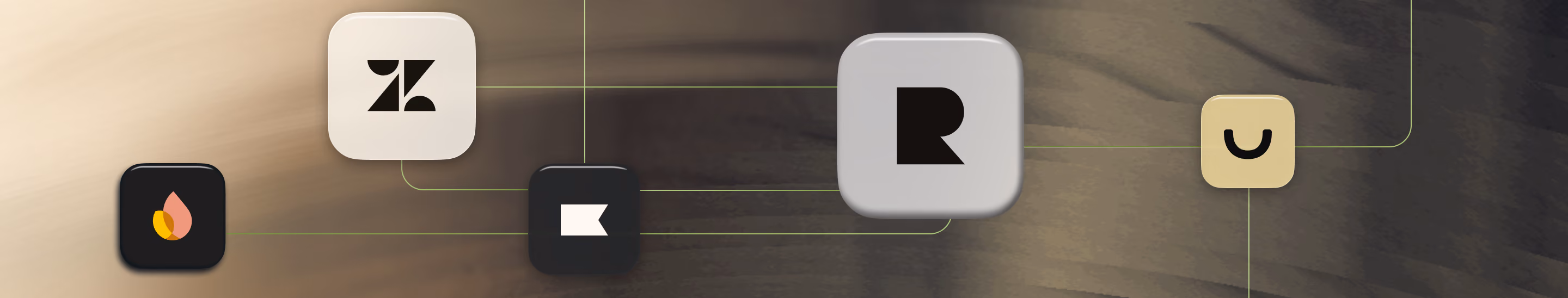 Partner integration icons, including Zendesk and Klaviyo, connected to the Reactiv app