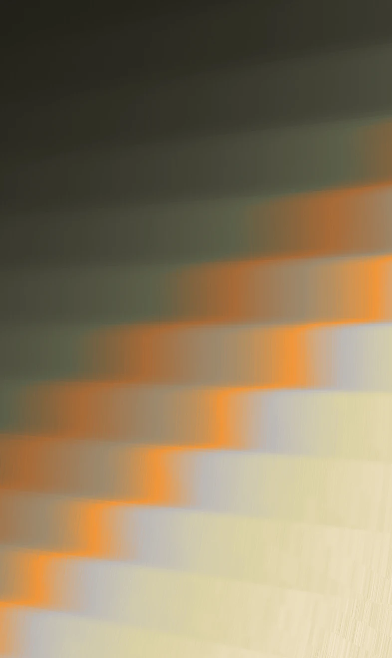 Abstract gradient of dark shades fading into an orange and beige stepped light pattern.