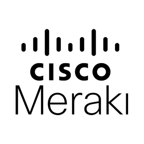 Cisco Meraki logo with black text on a white background.