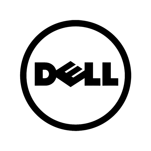 Dell company logo in black text with a tilted E inside a circle.