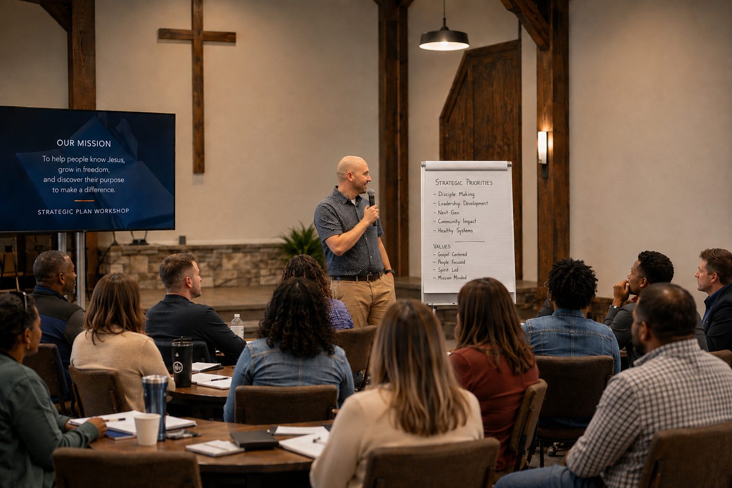 Tyler Best speaking at a leadership workshop